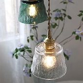 ieftine Lumini pandantive-Mini pandantiv din sticlă transparentă cu întrerupător lampă vintage rustică mică pandantiv lumina retro fermă pandantiv iluminat decorativ pandantiv pentru hol noptieră peste masă