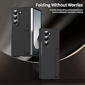 זול מארז סמסונג-טלפון מגן עבור קיפול Z 6 Z Fold 5 Z Fold 4 Z Fold 3 כיסוי אחורי עם מעמד עמיד בזעזועים רטרו PC מתכת