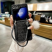 Недорогие Чехлы для Samsung-телефон Кейс для Назначение Z-флип 6 Z Flip 5 Z Flip 4 Z Flip 3 Кейс на заднюю панель с ремешком на запястье Защита от удара Ретро текстильный ТПУ