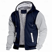 cheap Fleece Sweatshirts-Men&#039;s Zip Hoodie Sweatshirt Fleece Hoodie Thick Hoodies Navy Blue+Light Gray Dark Gray+Black Black Red Navy Blue Hooded Plain Work Sports &amp; Outdoor Casual Streetwear Basic Casual Spring &amp; Fall