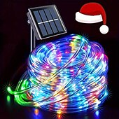 economico Striscie luci ad energia solare-7m-50leds/12m-100leds/22m-200leds lampada solare per esterni natalizia cortile balcone recinzione scala atmosfera festosa stringa di luci decorative