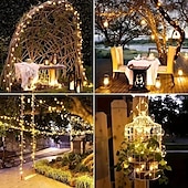 cheap Solar String Lights-50M-500Leds/100M-1000Leds Outdoor High Brightness Copper Wire Light String Large Solar Panel Courtyard Eaves Christmas Trees Balconies Fences Holy Festival Atmosphere Decorative Light String