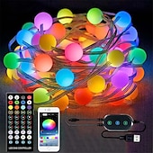 abordables Enchufe eléctrico-Luces de hadas LED inteligentes de 10 m, luces de cadena que cambian de color RGB y blanco cálido controladas por aplicación con sincronización de música y 20 escenas para decoración de Navidad, dormitorio, pared y manualidades