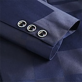 cheap Men's Classic Blazers-Men's Blazer Business Cocktail Party Wedding Party Fashion Casual Spring &amp;  Fall Polyester Jacquard Pocket Buttons Comfortable Single Breasted Blazer Black Burgundy Dark Navy