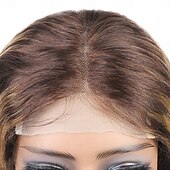 economico Parrucche lace front capelli veri-Parrucca profonda sciolta in pizzo frontale con mèches di capelli umani 4x4 p4/27 densità 150%
