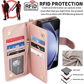 economico Cover Samsung-telefono Custodia Per Piegatura a Z 7 Z Fold 6 Z Fold 5 Z Fold 4 Z Fold 3 Copertura Posteriore con Supporto Con Cinturino da Polso Slot per Carte Retrò TPU Pelle PU