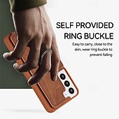 levne Pouzdra pro Samsung-telefon Carcasă Pro S23 Ultra Plus S23 S22 S22 Plus Ultra S21 FE S21 S21 Ultra Plus A54 A34 A14 S20 Plus S20 Ultra Zadní kryt Držák na prsteny Nárazuvzdorné Retro TPU PU kůže