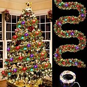 cheap Battery String Lights-5M 50 LED Flower Lantern String Lights, Colored Decorative Lights Flower Lantern String Christmas Tree for Christmas, Wedding, New Year, Indoor/Outdoor Festive Decor 1pc