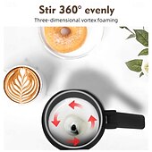 お買い得  コーヒー・紅茶器具-泡立て用の電動ミルク泡立て器、回転式ハンドル付き 4-in-1 ミルクスチーマー、コーヒー/ラテ/カプチーノ用フォームメーカー