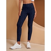 olcso Női golfruházat-női golf leggings téli leopárdmintás sötétkék női golf öltözék ruhák ruhák viselet ruházat