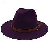 olcso Fedora kalap-Férfi Kentucky Derby Hat Szalmakalap Cowboy kalap Fedora Trilby kalap Fekete Fehér Gyapjú Régies stílus Divat 18. század Texas állam Napi Témakör Egyszínű / Sima szín Fényvédő Szerepjáték