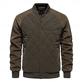 halpa Miesten takit-Miesten Bombertakki Fleecetakki Pehmustettu Rento / arki Vintage-tyyli Syystalvi Väripalikka Vapaa-aika Pystykaulus Normaali Kameli Aprikoosi Musta Armeijan vihreä Harmaa Jackets