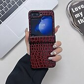 お買い得  サムスン用ケース-電話 ケース 用途 Zフリップ6 Z Flip 5 Z Flip 4 Z Flip 3 バックカバー 耐衝撃 レトロ風 TPU PUレザー
