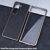 Недорогие Чехлы для Samsung-телефон Кейс для Назначение SSamsung Galaxy Z-сгиб 6 Z Fold 5 Z Fold 4 Z Fold 3 Кейс на заднюю панель и протектор экрана Защита от удара ПК Кожа PU