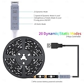 economico Strisce luminose USB-1 set strisce luminose a led rgb tiktok luci usb dc 5v 5050 rgb mini 3 tasti telecomando luce flessibile impermeabile ip65 1m tv sfondo illuminazione nastro nastro