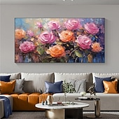 abordables Peintures fleurs/botaniques-peinture à l&#039;huile peinte à la main peinture florale 3D couteau à palette fait à la main fleurs peinture à l&#039;huile art mural grande peinture texturée blanche 3D peintures décoratives modernes
