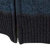 baratos suéter cardigã masculino-Homens Sueter Cardigan Suéter Cortado Suéter com zíper Suéter de malha Estriado Tricotar Padrão Patchwork Bolsos Bloco de cor Colarinho Chinês Moda Clássico Roupa Diária Encontro Roupa Outono