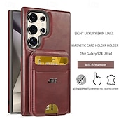 お買い得  サムスン用ケース-電話 ケース 用途 S24 Ultra S24 Plus S24 S23 S23 Ultra S23 Plus バックカバー スタンド付き 磁石バックル カード挿入口 レトロ風 TPU PUレザー