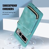 お買い得  その他のスマホケース-電話 ケース 用途 Pixel 7 Pro Pixel 6 Pro バックカバー スタンド付き ジッパ－ ストラップ付き レトロ風 TPU PUレザー