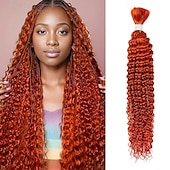 abordables 1 paquet de cheveux humains tisse-Extensions de cheveux humains orange en vrac, cheveux ondulés profonds, 1 lot