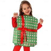 billiga Barnkostymer-julklapp Candy Cane Kläder Finkostym Julkostym Pojkar Flickor Cosplay kostym Barn Jul Nyår julafton Jul Fest Väst