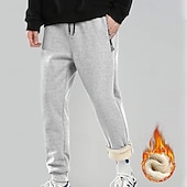 Men's Sherpa Sweatpants Fleece Pants Joggers Winter Pants Drawstring Pocket Elastic Waist Solid Color Warm Casual Daily Running Sports Fashion Black Black Straight Leg Micro-elastic cheap Joggers-Men's Sherpa Sweatpants Fleece Pants Joggers Winter Pants Drawstring Pocket Elastic Waist Solid Color Warm Casual Daily Running Sports Fashion Black Black Straight Leg Micro-elastic