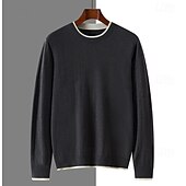 cheap Men&#039;s Elite Sweaters &amp; Cardigans-Men&#039;s Pullover Merino Wool Sweater 2 in 1 Solid Color Crew Neck Knitwear Elegant Christmas Outdoor Clothing Apparel Fall Winter Black Brown S M L