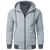 cheap Basic Hoodies-Men&#039;s Hoodie Full Zip Hoodie Tactical Hoodie Black Light Grey Dark Gray Hooded Plain Tactical Sports &amp; Outdoor Daily Streetwear Cool Casual Winter Spring &amp;  Fall Clothing Apparel Hoodies Sweatshirts