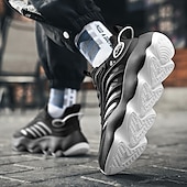 economico Sneakers da uomo-scarpe da ginnastica da uomo futuristiche con suola spessa in bianco e nero - scarpe sportive leggere e traspiranti per abbigliamento casual o da corsa