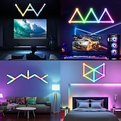 Недорогие Умный ночной свет-RGB светодиодные умные светильники игровые линии света Bluetooth приложение музыкальная синхронизация домашнего стенового креативного освещения световые панели с 24-кнопочным RF пультом управления
