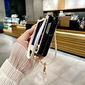 Недорогие Чехлы для Samsung-телефон Кейс для Назначение Z-флип 6 Z Flip 5 Z Flip 4 Z Flip 3 Кейс на заднюю панель с ремешком на запястье Защита от удара Ретро текстильный ТПУ