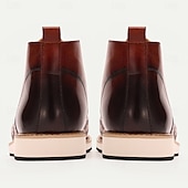 baratos Botas de couro premium-Botas masculinas de couro bovino premium com cadarço e padrão trançado – botas casuais elegantes para uso formal e diário