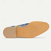 cheap Elemental Dress Shoes-Men&#039;s Premium Cowhide Leather Oxford Shoes with Snake Print – Blue Casual Dress Shoes for Formal &amp; Party Occasions