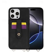 abordables Carcasas iPhone-teléfono Funda Para iPhone 16 Pro Max Plus iPhone 15 Pro Max Plus iPhone 14 13 12 Pro Max Plus iPhone 14 Pro Max iPhone 13 12 Pro Max Funda Trasera con Soporte Espejo con cordón Retro TPU Cuero de PU