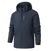 voordelige Fleece &amp; 3-in-1 Jassen-Voor heren Regenjack Buiten waterdicht Winddicht Wandeloutfits Wandelkleding Lente Herfst Windjacks Effen Kleur Donker Grijs Zwart Wit