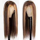economico Parrucche lace front capelli veri-Parrucca in pizzo 4*4 colore pianoforte p4/27 capelli umani in pizzo frontale dritto densità 150%