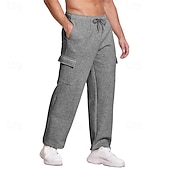 preiswerte Sweatpants-Herren Jogginghose Trainingshose Jogginghose Jogger Hose Hosen Cargo-Jogginghose Jogginghose mit geradem Bein Kordelzug Elastische Taille Multi Pocket Glatt Komfort Warm In voller Länge Outdoor