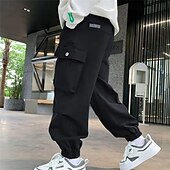 voordelige Broeken-Kinderen Jongens Broek Cargohosen Broek Lapwerk Zak Effen Kleur Ademend Zacht Comfort Broek Buiten Dagelijks Basic Zwart Khaki Middelhoge taille