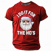 cheap Funny Christmas Outfit-Christmas Men&#039;s Funny Christmas 3D T-shirts Santa Claus Fashion Athleisure 3D Print Tee Party Street Light Blue Black Light Green Short Sleeve Crew Neck Summer Spring Clothing Apparel S M L XL