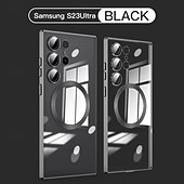 Χαμηλού Κόστους Samsung Θήκη-τηλέφωνο tok Για S24 Ultra S24 Plus S24 S24 FE S23 S23 Ultra S23 Plus S25 Ultra Πίσω Κάλυμμα Μαγνητική Υποστήριξη ασύρματης φόρτισης Ανθεκτική σε πτώσεις Ρετρό TPU Επιμετάλλωση
