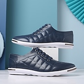 baratos Ténis para Homem-tênis masculino casual acolchoado - azul marinho, design com cadarço, confortável e leve, perfeito para uso diário
