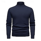 abordables Pull col rond-Homme Pull Pull en tricot A côtes Tricoter Normal Tricoté Plein Col Roulé Mode Décontractées Usage quotidien Rendez-vous Vêtement Tenue Automne hiver Vin Noir S M L