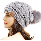 economico i migliori regali di natale-cappello regalo di natale berretto con pompon donna natale capodanno vigilia di natale caldo cappello invernale foderato in pile regalo per donna per sua moglie mamma