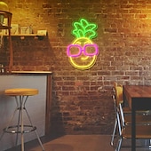 abordables Lampes néon led-Panneau lumineux au néon ananas, lumière au néon LED alimentée par USB pour une décoration intérieure esthétique, un mariage, une chambre, une fête, une chambre d&#039;adolescent &amp;décoration murale de