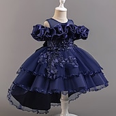 Copii Fete Rochie de petrecere Floral Floare Manșon scurt Nuntă Ocazie specială Zdrobit Fermoar Frumoasa Dulce Bumbac Poliester Asimetric Rochie de petrecere Vară Primăvară Toamnă 4-13 ani Alb ieftine Rochii de Petrecere-Copii Fete Rochie de petrecere Floral Floare Manșon scurt Nuntă Ocazie specială Zdrobit Fermoar Frumoasa Dulce Bumbac Poliester Asimetric Rochie de petrecere Vară Primăvară Toamnă 4-13 ani Alb