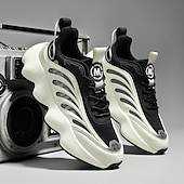 economico Sneakers da uomo-scarpe da ginnastica da uomo futuristiche con suola spessa in bianco e nero - scarpe sportive leggere e traspiranti per abbigliamento casual o da corsa