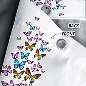 cheap Shower Curtains-Shower Curtain with Hooks 180cm*180cm(70&quot;*70&quot;) Polyester Washable Waterproof Pattern Bathroom Bathtub Decor Vintage Butterfly