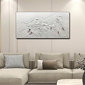 preiswerte Landschaftsgemälde-großes handgemachtes abstraktes Leinwandbild handgemaltes Ski-Schnee-abstraktes Gemälde nordisches abstraktes Ski-Gemälde für Wohnzimmer abstraktes Gemälde Boho abstraktes Wandbild