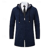 preiswerte Herren Strickjacke-Herren Weihnachtspullover Strickjacke Grobstricken Stricken Standard Zip Tasche Feste Farbe Kapuzenpullover Strickware Elegant Heim Arbeit Bekleidung Bischof Frühling Herbst Schwarz Rote M L XL