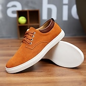 economico Sneakers da uomo-scarpe da ginnastica casual da uomo in pelle scamosciata con lacci – scarpe basse retrò marroni con comoda suola bianca per l&#039;uso quotidiano